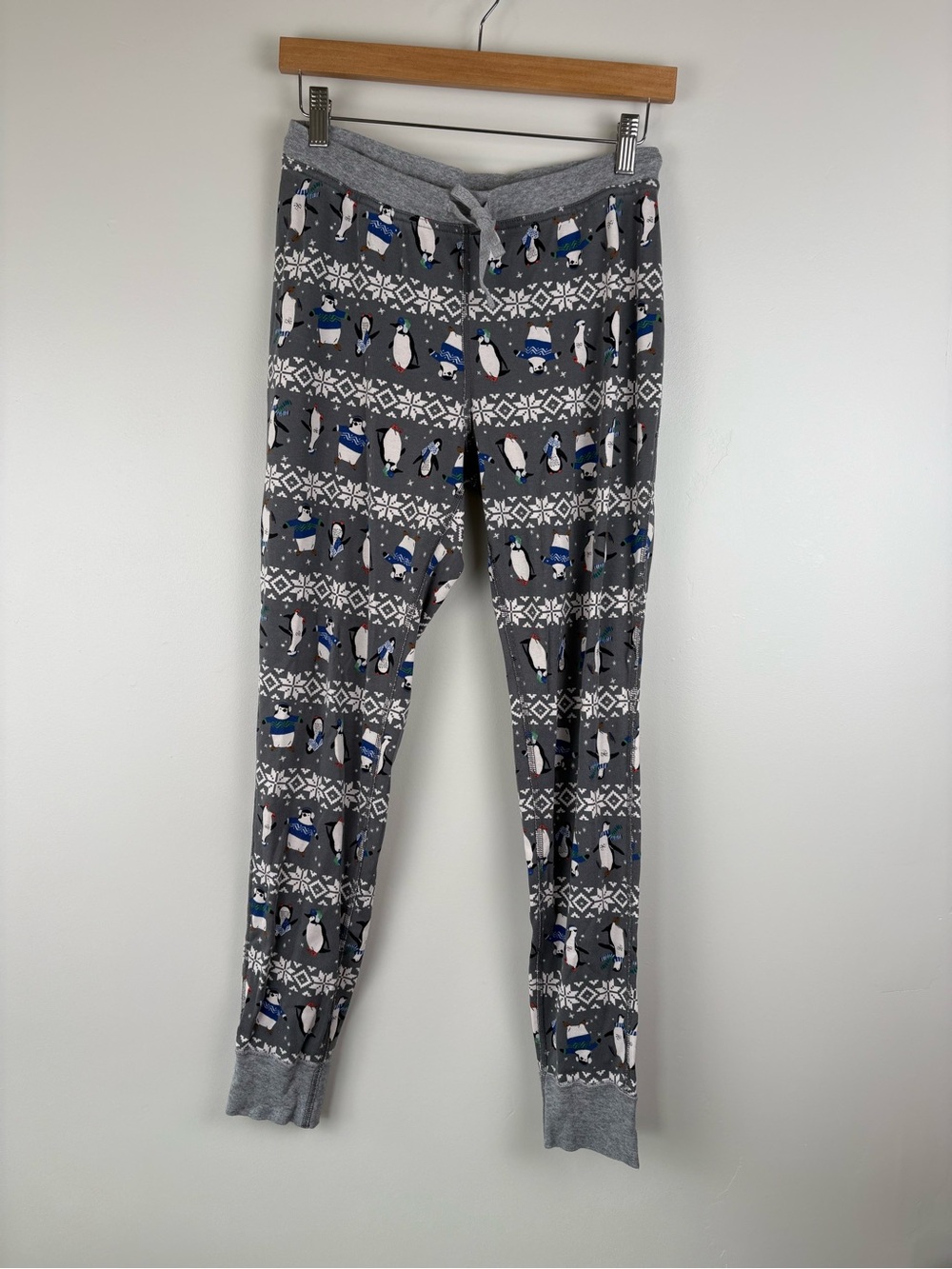 Hanna Andersson Women's Long John Pajama Pant Size Small Winter Penguins 44403